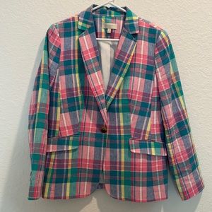 Talbots Linen/Cotton Women’s Spring Plaid Blazer Size 10